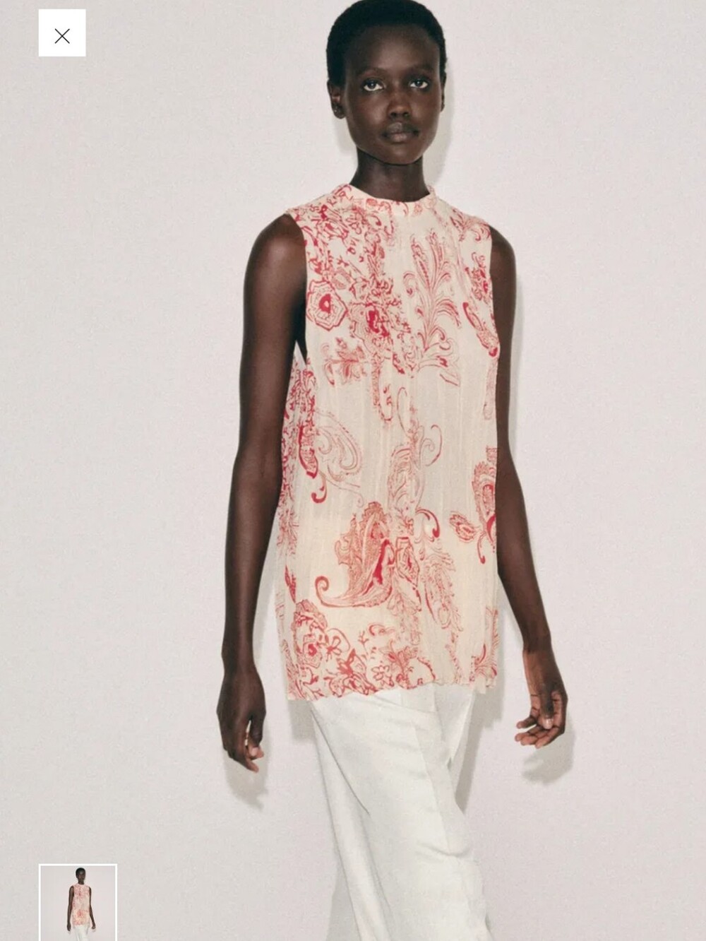 Zara Cream Camisole with Red Paisley Motif - Picture 2 of 10